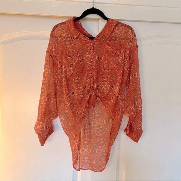 Free People Slouchy Geometric Print Top (S) - Picture 2 of 6
